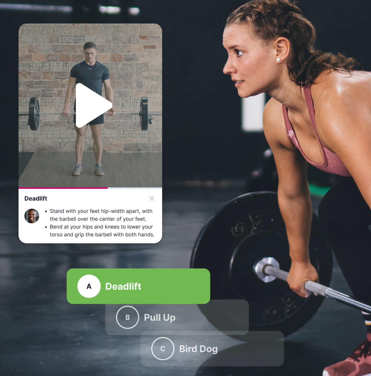 Dynamic Confidence Strength A Woman Does A Deadlift In A Gym. Images Of The Trainingpeaks Strength Feature Are Overlaid On The Image.